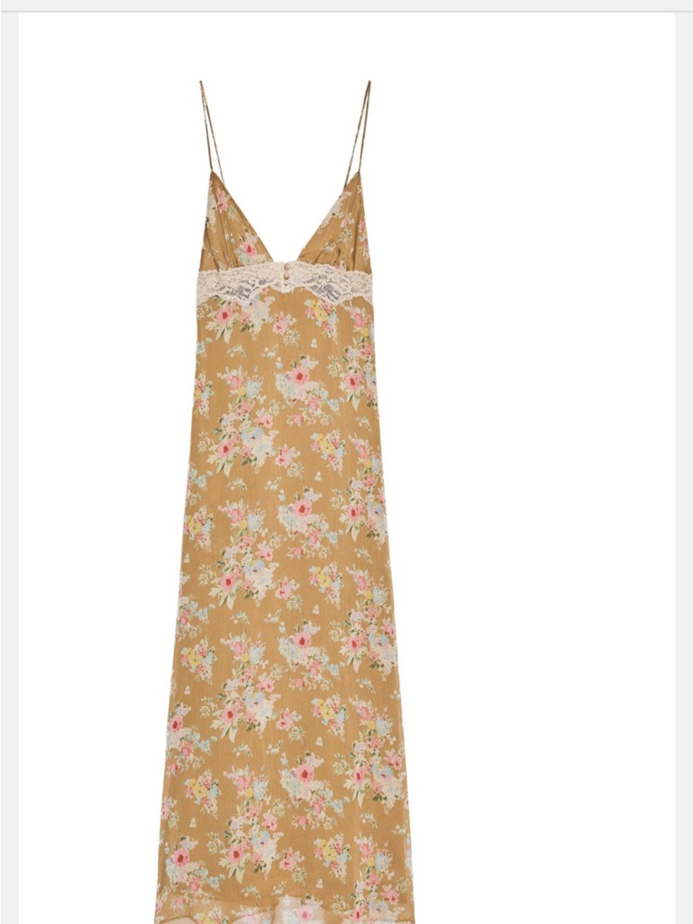 Zara Khaki Floral Lace Slip Dress - Picture 2 of 5